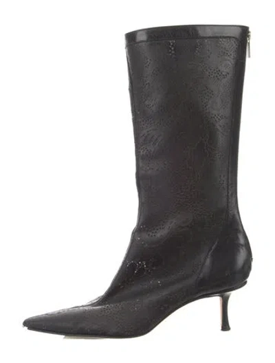 Pre-owned Jimmy Choo Leather Patterned Boots In Black