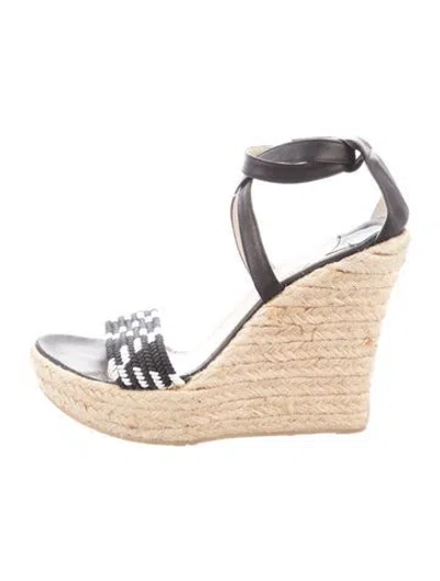 Pre-owned Jimmy Choo Leather Patterned Espadrilles In Black/white