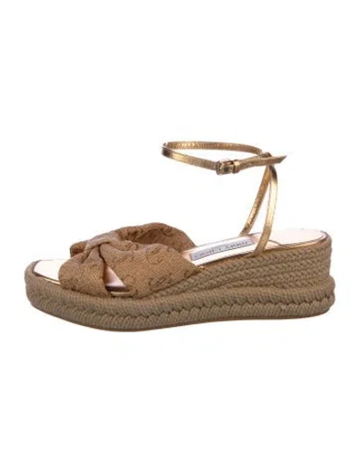 Pre-owned Jimmy Choo Leather Patterned Espadrilles In Metallic/silver