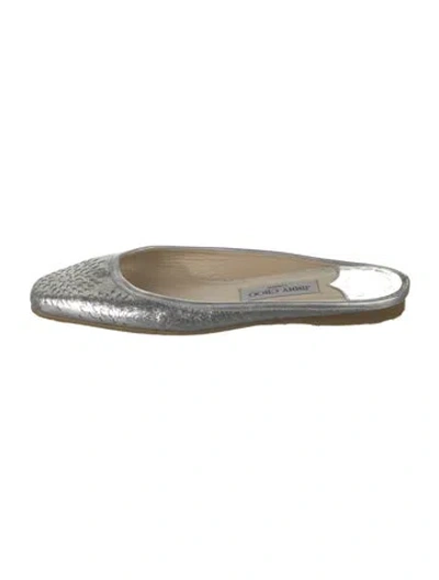 Pre-owned Jimmy Choo Leather Patterned Mules In Silver