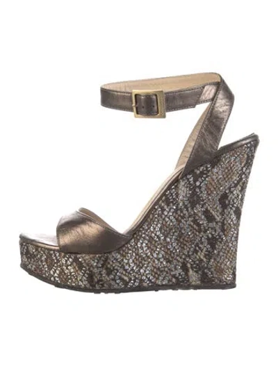 Pre-owned Jimmy Choo Leather Patterned Sandals In Gray