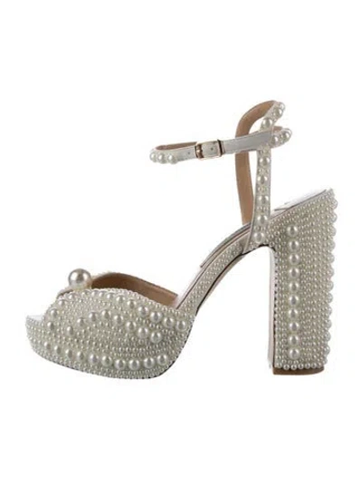 Pre-owned Jimmy Choo Leather Patterned Slingback Sandals In White