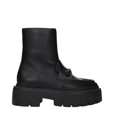 Jimmy Choo Leather Platform Ankle Boot In Black