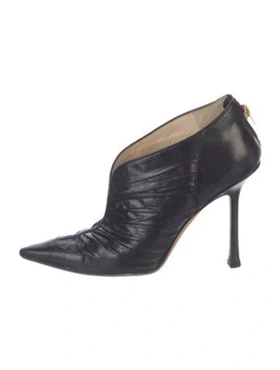 Pre-owned Jimmy Choo Leather Pleated Accents Pumps In Black