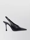 Jimmy Choo Leather Pointed Toe Sling Back Stiletto In Black