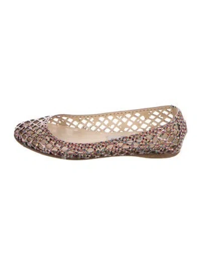 Pre-owned Jimmy Choo Leather Polka Dot Print Ballet Flats In Yellow