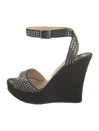 Pre-owned Jimmy Choo Leather Printed Espadrilles In Gray
