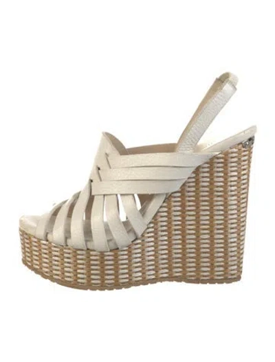 Pre-owned Jimmy Choo Leather Printed Espadrilles In Neutral