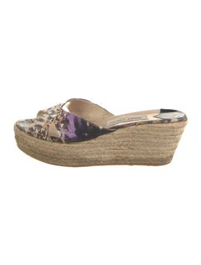 Pre-owned Jimmy Choo Leather Printed Espadrilles In Neutral