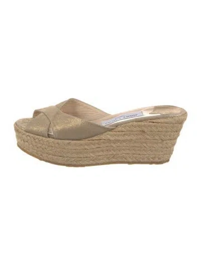 Pre-owned Jimmy Choo Leather Printed Espadrilles In Neutral