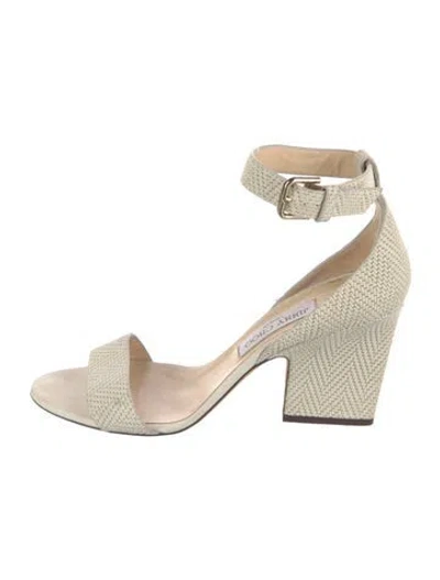 Pre-owned Jimmy Choo Leather Printed Espadrilles In White