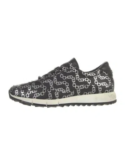 Pre-owned Jimmy Choo Leather Printed Sneakers In Black