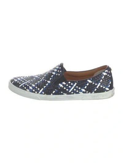 Pre-owned Jimmy Choo Leather Printed Sneakers In Blue