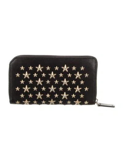 Pre-owned Jimmy Choo Leather Printed Wallet In Black
