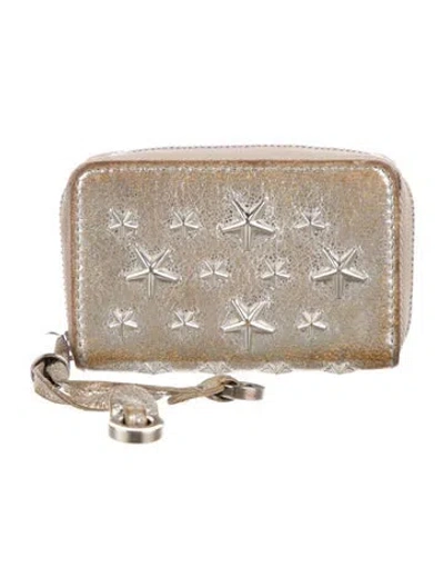 Pre-owned Jimmy Choo Leather Printed Wallet In Silver