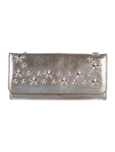 Pre-owned Jimmy Choo Leather Printed Wallet In Silver