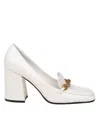 Jimmy Choo Womens Latte Diamond Tilda Chain-embellished Leather Heeled Loafers In White