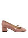 Jimmy Choo Pearl Block Heel Square Toe Ballerina Shoes In Nude & Neutrals