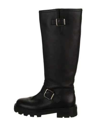 Pre-owned Jimmy Choo Leather Rain Boots In Black