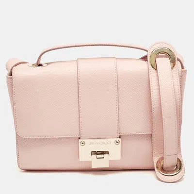 Jimmy Choo Leather Rebel Flap Top Handle Bag In Pink