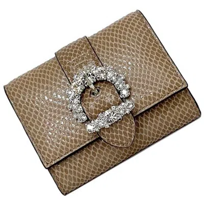 Pre-owned Jimmy Choo Leather Rhinestone Wallet (tri-fold) ()
