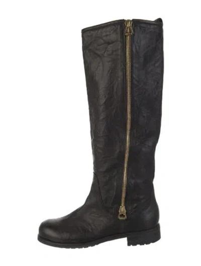 Pre-owned Jimmy Choo Leather Riding Boots In Black