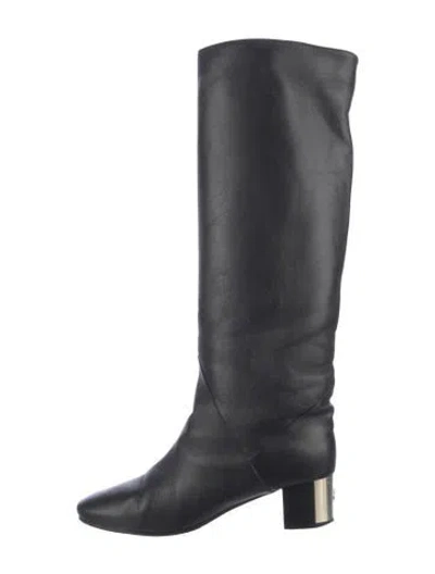 Pre-owned Jimmy Choo Leather Riding Boots In Black