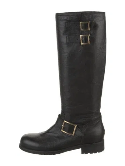Pre-owned Jimmy Choo Leather Riding Boots In Black