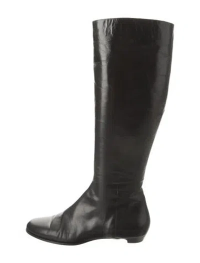 Pre-owned Jimmy Choo Leather Riding Boots In Black