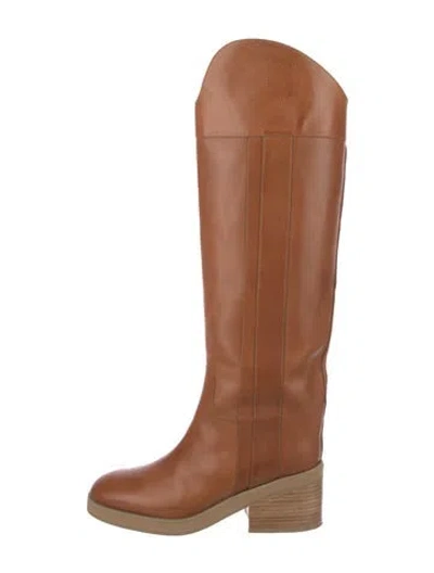 Pre-owned Jimmy Choo Leather Riding Boots In Brown