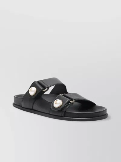 Jimmy Choo Leather Sandals Faux-pearl Embellishment In Black