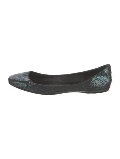 Pre-owned Jimmy Choo Leather Sequin Embellishments Ballet Flats In Black