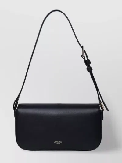 Jimmy Choo Leather Shoulder Bag Adjustable Strap In Black