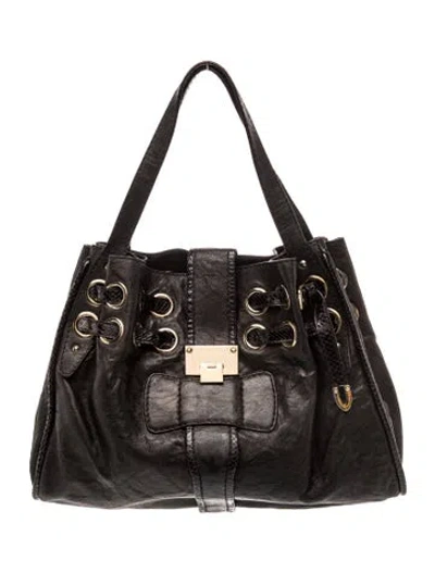 Pre-owned Jimmy Choo Leather Shoulder Bag In Black
