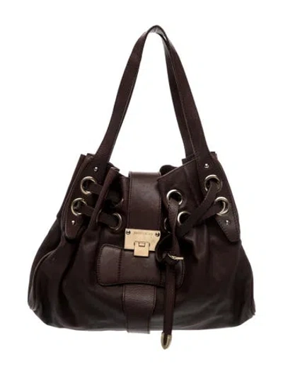 Pre-owned Jimmy Choo Leather Shoulder Bag In Brown