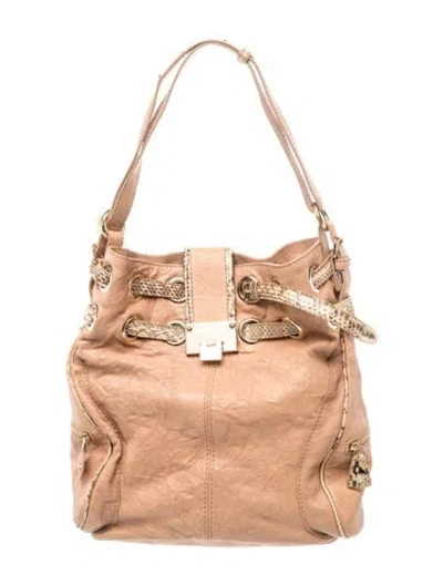 Pre-owned Jimmy Choo Leather Shoulder Bag In Neutrals