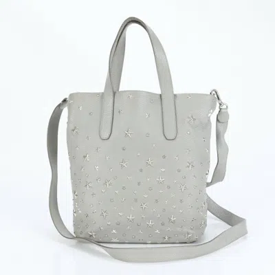 Pre-owned Jimmy Choo Leather Shoulder Bag Tote Bag () In Gray