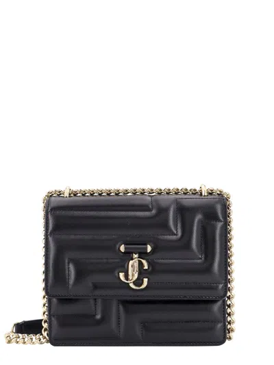 Jimmy Choo Leather Shoulder Bag With Metal Monogram In Black