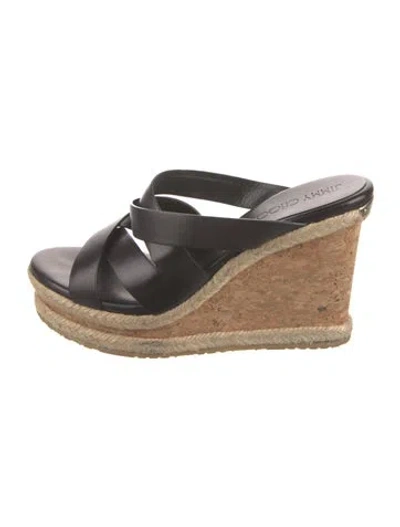 Pre-owned Jimmy Choo Leather Slides In Black