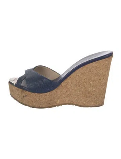 Pre-owned Jimmy Choo Leather Slides In Blue