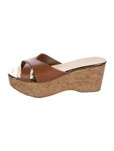 Pre-owned Jimmy Choo Leather Slides In Brown