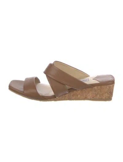 Pre-owned Jimmy Choo Leather Slides In Brown