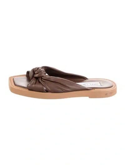 Pre-owned Jimmy Choo Leather Slides In Brown