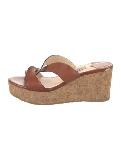 Pre-owned Jimmy Choo Leather Slides In Brown
