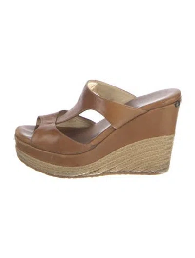 Pre-owned Jimmy Choo Leather Slides In Brown