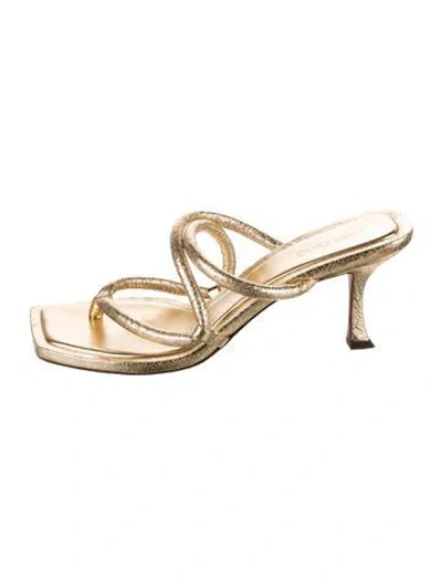 Pre-owned Jimmy Choo Leather Slides In Gold