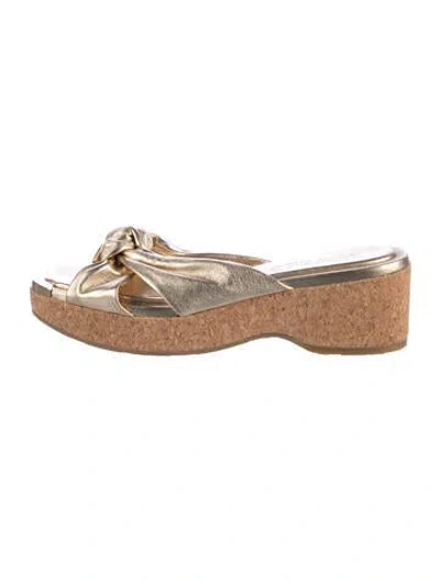 Pre-owned Jimmy Choo Leather Slides In Gold