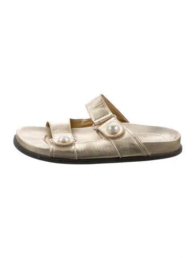 Pre-owned Jimmy Choo Leather Slides In Gold/metallic
