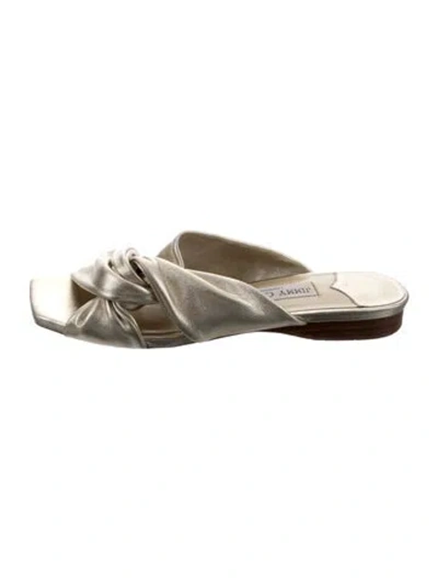 Pre-owned Jimmy Choo Leather Slides In Gold/metallic