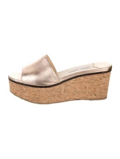 Pre-owned Jimmy Choo Leather Slides In Metallic/pink